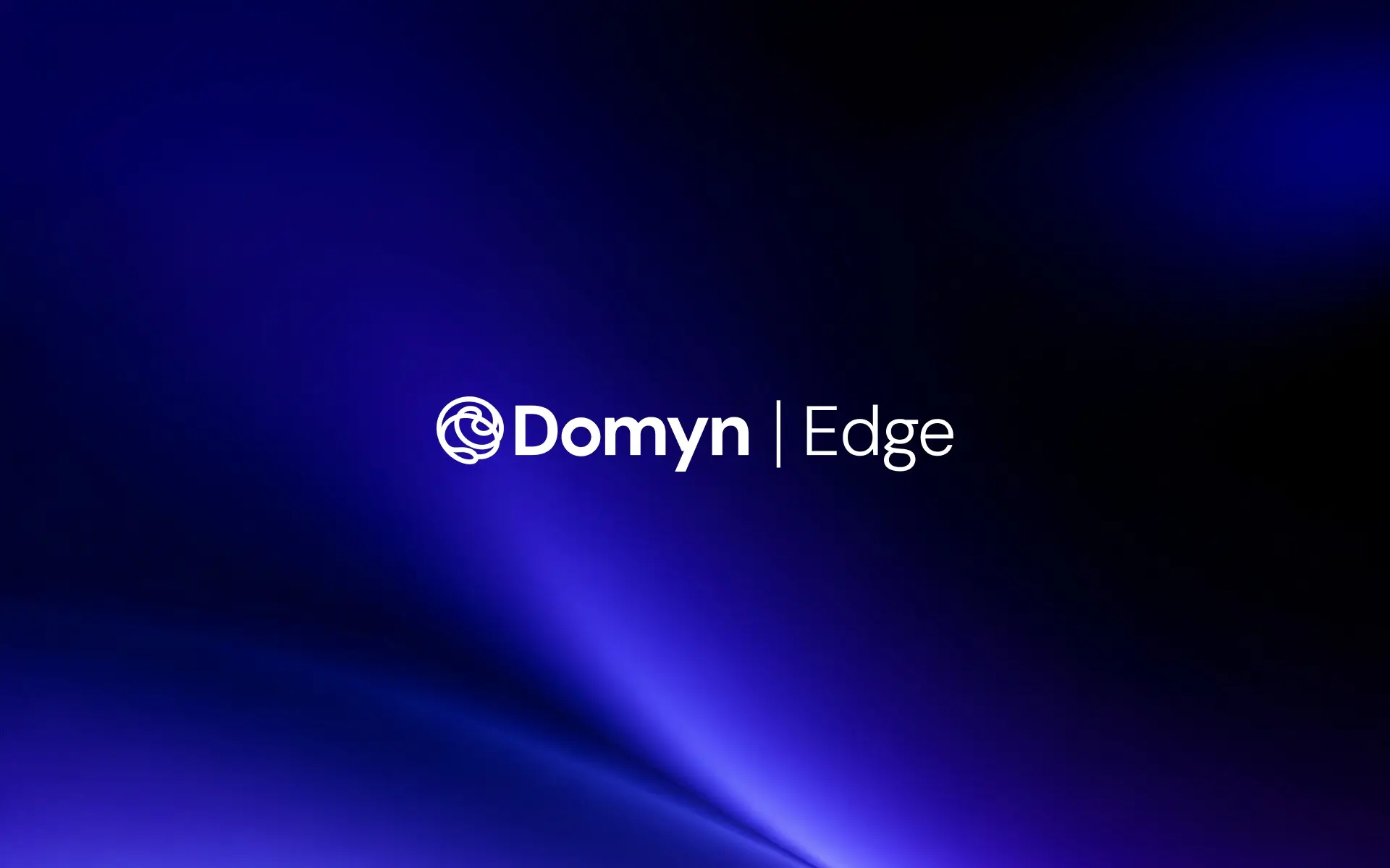The Domyn Edge logo on a dark blue background.